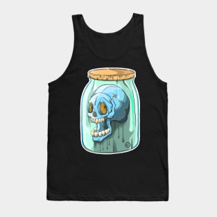 The Skull Blue Head in a Glass Jar - Keep it Fresh - Dark skull Art - Dia De Los Muertos Tank Top